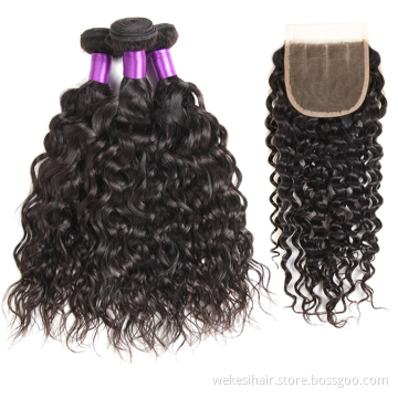 100% Pure Unprocessed Indian Remy Virgin Human Hair Weaving Deep Wave Deals With Silk Base Lace Top Closure